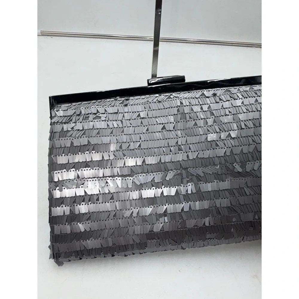 Rachel Rachel Roy Gunmetal Grey Sequin Evening Clutch Bag Shimmer Formal Bag